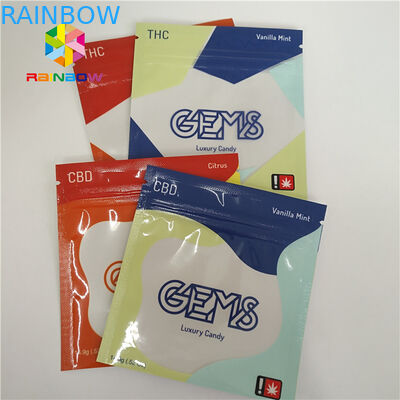 Recyclable Herbal Incense Packaging Plastic Bags 3 Side Sealed Custom With Zipper