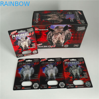 Rhino 69 Red Panther 3d Cards Plastic Blister Packaging Custom Size For Male Capsule