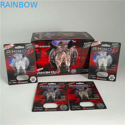 Rhino 69 Red Panther 3d Cards Plastic Blister Packaging Custom Size For Male Capsule