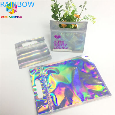 Digital Print Foil Pouch Packaging Clear Front Hologram Zip Lock Bag For Cosmetic Sample