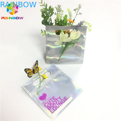 Digital Print Foil Pouch Packaging Clear Front Hologram Zip Lock Bag For Cosmetic Sample