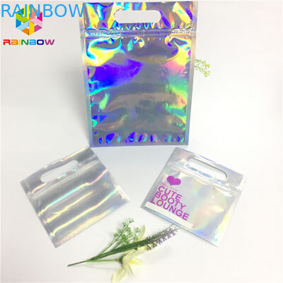 Digital Print Foil Pouch Packaging Clear Front Hologram Zip Lock Bag For Cosmetic Sample