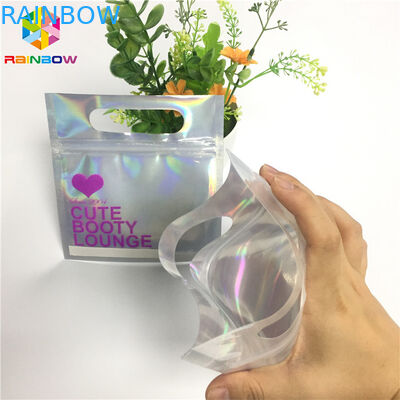 Digital Print Foil Pouch Packaging Clear Front Hologram Zip Lock Bag For Cosmetic Sample