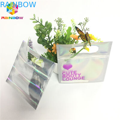 Digital Print Foil Pouch Packaging Clear Front Hologram Zip Lock Bag For Cosmetic Sample