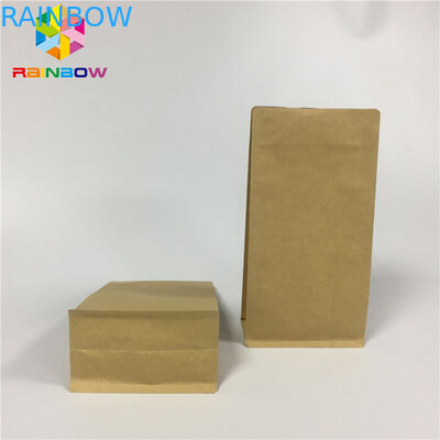 Flat Bottom Snack Bag Packaging Custom Print Kraft Paper Aluminum Foil Zipper Top