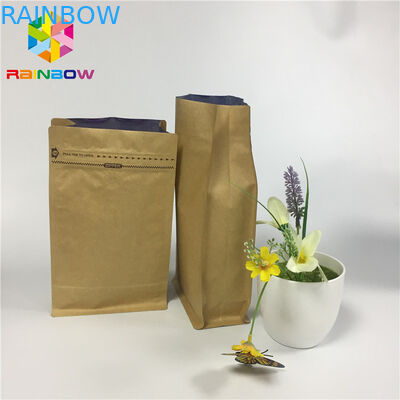 Flat Bottom Snack Bag Packaging Custom Print Kraft Paper Aluminum Foil Zipper Top