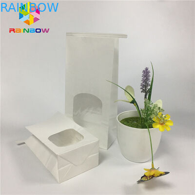 Grease Proof Snack Bag Packaging Plain White Paper Clear Window Bag With Tin Tie