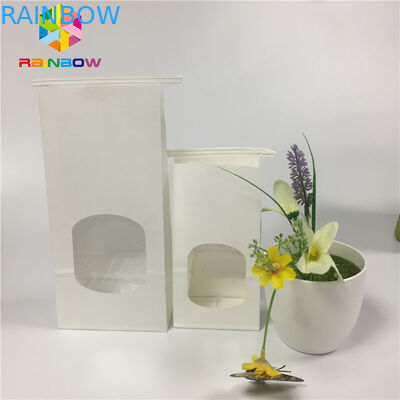 Grease Proof Snack Bag Packaging Plain White Paper Clear Window Bag With Tin Tie