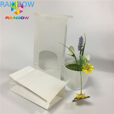 Grease Proof Snack Bag Packaging Plain White Paper Clear Window Bag With Tin Tie