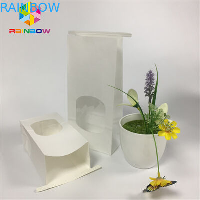 Grease Proof Snack Bag Packaging Plain White Paper Clear Window Bag With Tin Tie