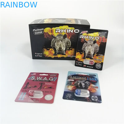 Customized Logo Blister Card Packaging Private Labels Single Foil Rhino 3D 69 7 Black Panther