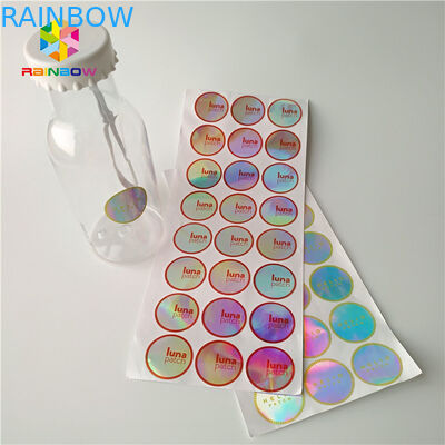 Adhesive Shrink Sleeve Printing Custom Reflection Rainbow Holographic Stickers Label
