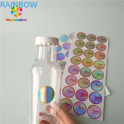 Adhesive Shrink Sleeve Printing Custom Reflection Rainbow Holographic Stickers Label