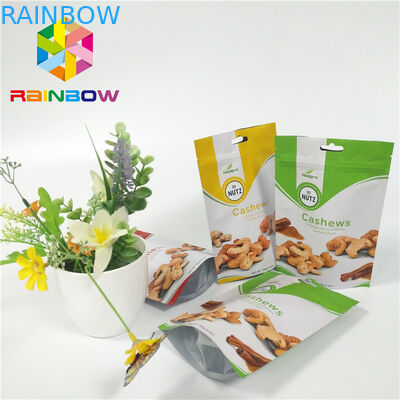 Foil Stand Up Snack Bag Packaging Zipper Plastic Cashew Nut Pack Custom Printed