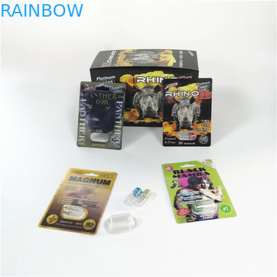 Rhino 69 3D Blister Card Packaging Male Enhancement Capsule Plastic Insert 3d Card Boxes