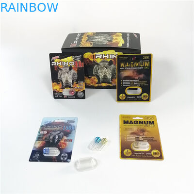 Custom Blister Card Packaging Rhino Container Bullet For Male Enhancement Capsule Packaging