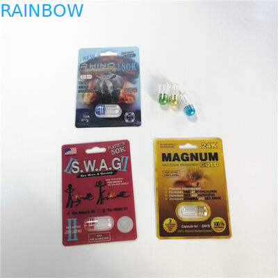 3D Rhino Plastic Blister Packaging Customized Size For Male Sexual Capsules