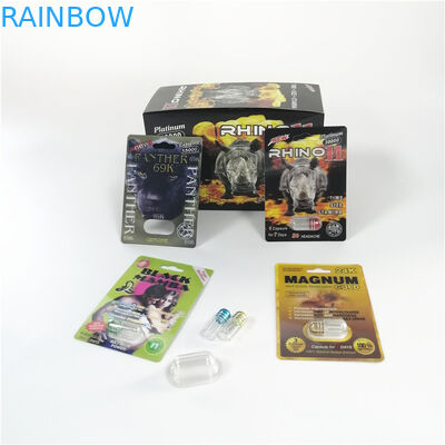 3D Rhino Plastic Blister Packaging Customized Size For Male Sexual Capsules