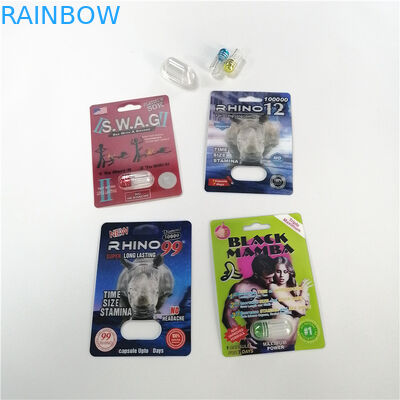 3D Rhino Plastic Blister Packaging Customized Size For Male Sexual Capsules