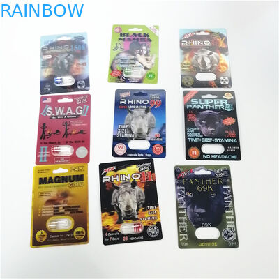 3D Rhino Plastic Blister Packaging Customized Size For Male Sexual Capsules
