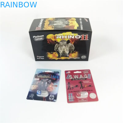 Eco - Friendly Blister Card Packaging Male Sexual Pill Paper Card With Peel Sticker