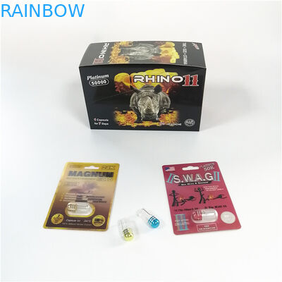 Eco - Friendly Blister Card Packaging Male Sexual Pill Paper Card With Peel Sticker