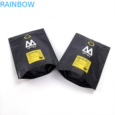 Resealable Stand Up Zipper Pouch Bags Custom Printed Laminated Matte Black Color