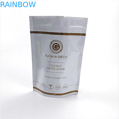Glossy White Mylar Plastic Pouches Packaging Stand Up Pouch For Coffee Packaging