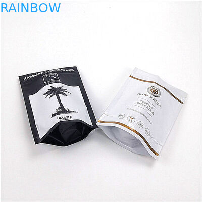 Glossy White Mylar Plastic Pouches Packaging Stand Up Pouch For Coffee Packaging