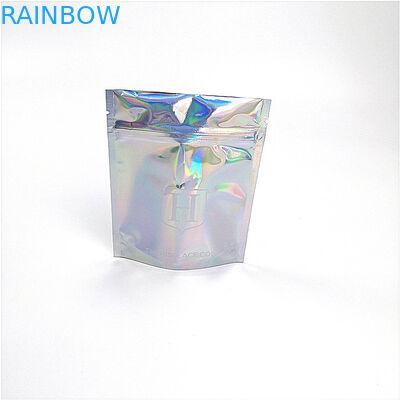 Hologram Cosmetic Makeup Stand Up Pouch Zip Lock Flat  30-150 Micron Thickness