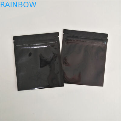 Reusable Bpa Free Black Sachet Herbal Incense Packaging Glossy Aluminium Foil Zipper Bags