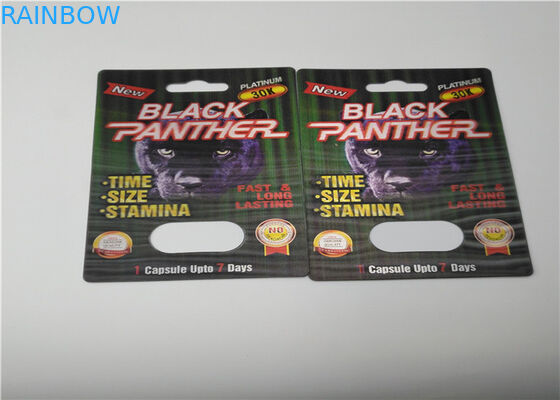 Custom Slide Blister Card Packing VIP Gold 69K Rhino Powder Capsule Packaging Display Box