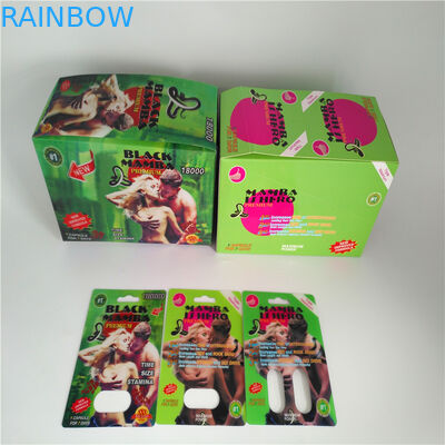 Plastic Card Blister Paper Box Packaging Rhino Male Enhancement Capsule Pills Container