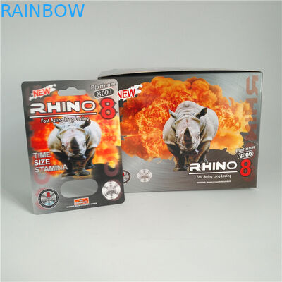 Plastic Card Blister Paper Box Packaging Rhino Male Enhancement Capsule Pills Container