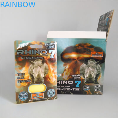 Plastic Card Blister Paper Box Packaging Rhino Male Enhancement Capsule Pills Container