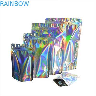 Three Side Seal Zip Lock Herbal Incense Packaging Heat Sealing Holographic Laser With Clear Wind