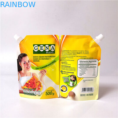 Plastic Beverage Stand Up Pouches Reusable Fruit Juice Drink Spouted Bag With Cap