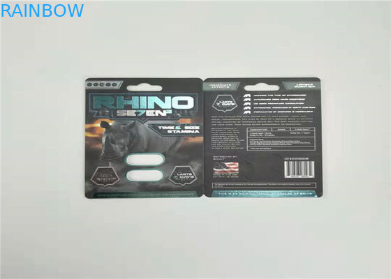 Pill Medicine Two Capsules Blister Packaging Card Rhino 69 Card With Plastic Cover Bottle