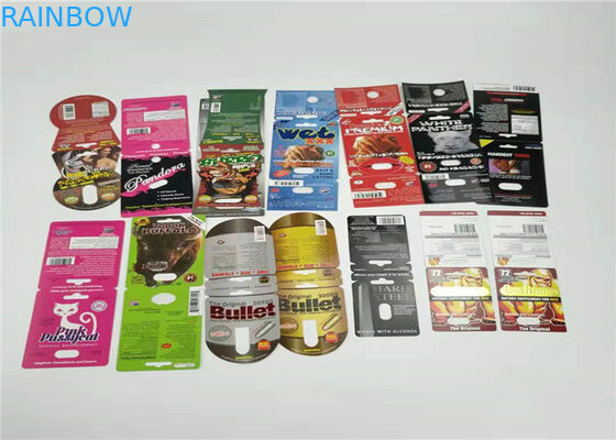 Capsule Plastic Blister Packaging Sex Pill 3D Card Rhino 8-50000 Pattern With Plastic Cover