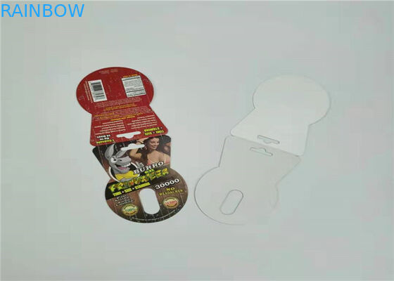 One Set Sex Pill Paper Card Packaging Red Sliver Rhino V7 Blister Card Custom Color