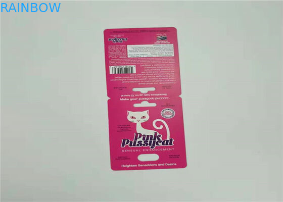 One Set Sex Pill Paper Card Packaging Red Sliver Rhino V7 Blister Card Custom Color