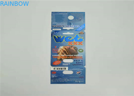 One Set Sex Pill Paper Card Packaging Red Sliver Rhino V7 Blister Card Custom Color