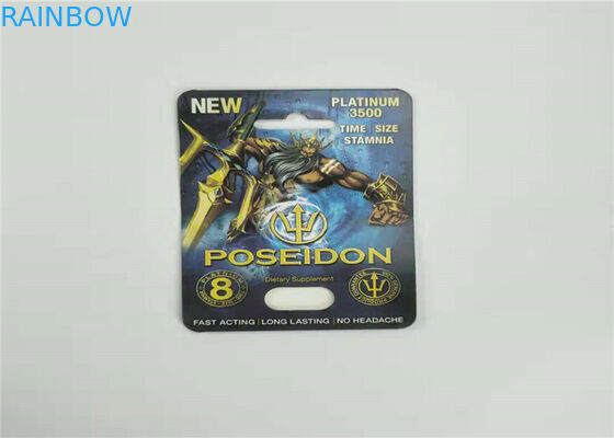 Eco Friendly Blister Card Packaging Rhino 7 Paper Card Display Box For Male Enhancer Capsule