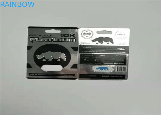 Eco Friendly Blister Card Packaging Rhino 7 Paper Card Display Box For Male Enhancer Capsule