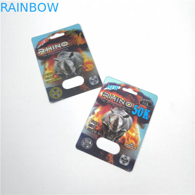 Customized Color 3d Blister Card Fire Rhino 50K Male Enhancement Pill Packaging