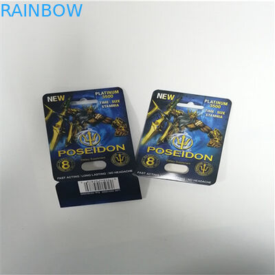 Sexual Power Capsule Packaging 3D Blister Cards Poseidon For Panther / Mamba / Rhino V7 Pills