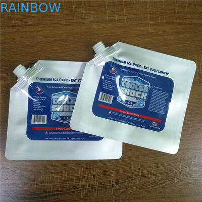 Food Storage Custom Printed Plastic Bags Waterproof Reusable Cooler Ice Packs With Spout / Cap