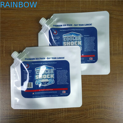 Food Storage Custom Printed Plastic Bags Waterproof Reusable Cooler Ice Packs With Spout / Cap
