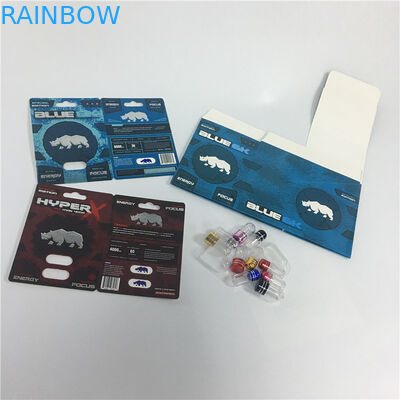 RHINO Blue 10K Sex Pills Blister Card Packaging Silk Printing Custom With Display Box
