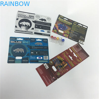 Platinum 10K Sex Pill Capsule Blister Card Packaging Boxes Engraving Craft Customized